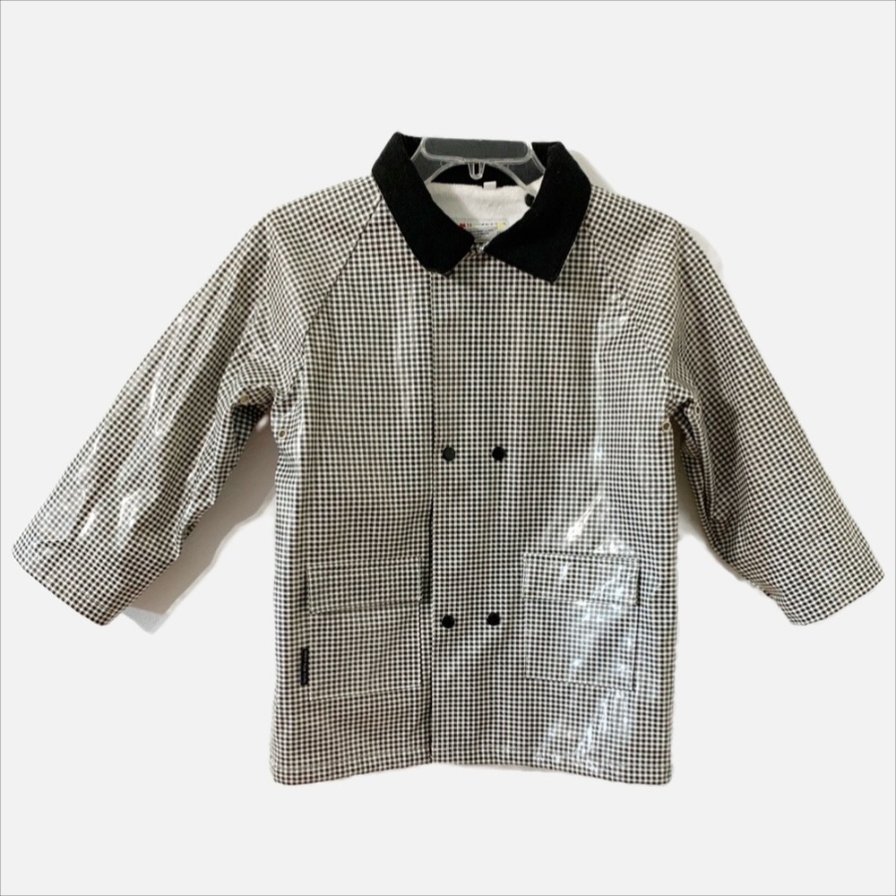 Forty-Mile Creek Black and White Gingham Raincoat Insulated with Terry Lining